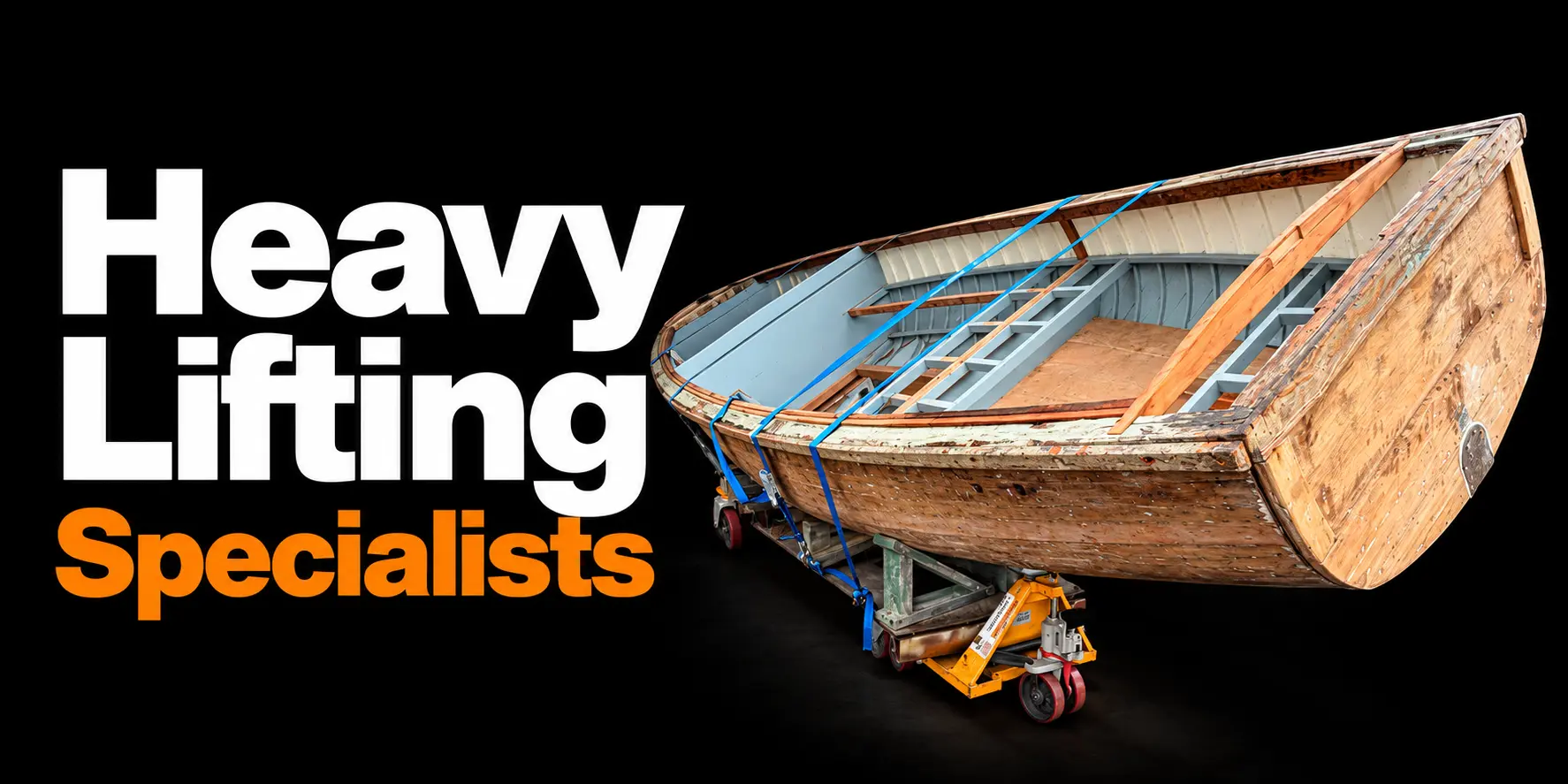 Heavy Lifting Specialists — JB boat-handling artwork